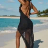 Caicos maxikjole med utskjæring og halterneck i svart