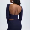 Cali Modal Ruched Mid-Rise Mini Skjørt i True Navy