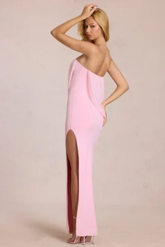 Caliane Bandeau Draped Maxi Kjole i Blossom Pink
