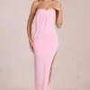 Caliane Bandeau Draped Maxi Kjole i Blossom Pink