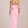Caliane Bandeau Draped Maxi Kjole i Blossom Pink