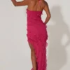 Calico Cross Strap Ruffle Floor Length Kjoler i fuchsia