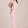 Calisse asymmetrisk drapert maxikjole i Blossom Pink