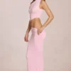 Calisse asymmetrisk drapert maxikjole i Blossom Pink