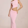 Calisse asymmetrisk drapert maxikjole i Blossom Pink