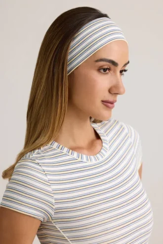 Candy Modal ribbet pannebånd i blå og gul stripe