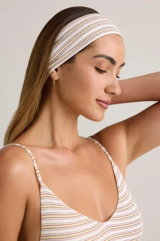Candy Modal ribbet pannebånd i rosa og gul stripe