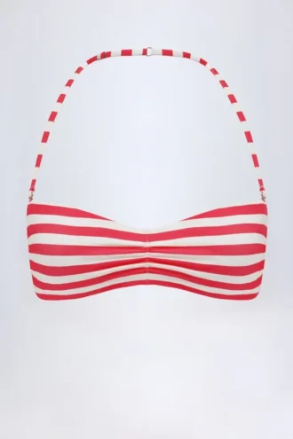 Cascais multifunksjonell bikinitopp i kirsebærrød stripe