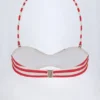 Cascais multifunksjonell bikinitopp i kirsebærrød stripe
