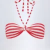 Cascais multifunksjonell bikinitopp i kirsebærrød stripe