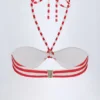Cascais multifunksjonell bikinitopp i kirsebærrød stripe