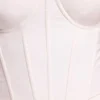 Cassandra vinyl-korsett-crop-top med bøyle i hvitt