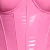 Cassandra vinyl-korsett-crop-top med bøyle i rosa