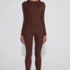 Cassie pyntede jersey-leggings med høy midje i sjokoladebrun