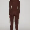Cassie pyntede jersey-leggings med høy midje i sjokoladebrun
