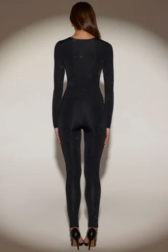 Cassie pyntede jersey-leggings med høy midje i svart