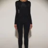 Cassie pyntede jersey-leggings med høy midje i svart