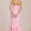 Celira Lace Ruffle Maxi Kjole i Blossom Pink