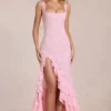 Celira Lace Ruffle Maxi Kjole i Blossom Pink
