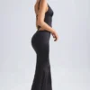 Ceres mid-rise fishtail-maxi-skjørt i svart