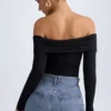 Ceyln Modal Off-Shoulder Ruched Bodyer i svart