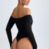 Ceyln Modal Off-Shoulder Ruched Bodyer i svart