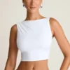 Ceylon drapert tank-top med åpen rygg i hvitt