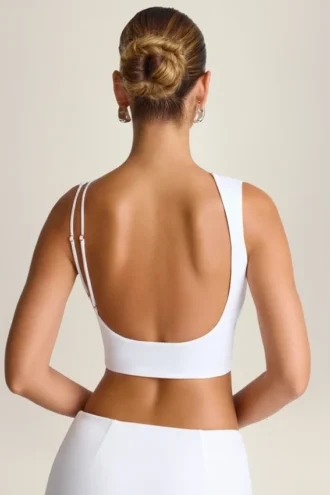 Ceylon drapert tank-top med åpen rygg i hvitt