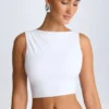 Ceylon drapert tank-top med åpen rygg i hvitt