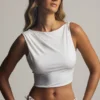 Ceylon drapert tank-top med åpen rygg i hvitt