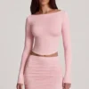 Cali Modal Ruched Mid-Rise Mini Skjørt i rosa