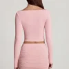 Cali Modal Ruched Mid-Rise Mini Skjørt i rosa