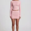 Cali Modal Ruched Mid-Rise Mini Skjørt i rosa