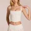Cherith Lace Soft-Scoop Boned Corset Top i elfenben