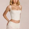 Cherith Lace Soft-Scoop Boned Corset Top i elfenben