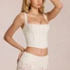 Cherith Lace Soft-Scoop Boned Corset Top i elfenben