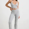 Chunky Knit Foldover Kick Flare-bukser i grå melert