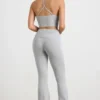 Chunky Knit Foldover Kick Flare-bukser i grå melert