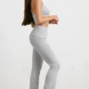 Chunky Knit Foldover Kick Flare-bukser i grå melert
