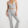Chunky Knit Foldover Kick Flare-bukser i grå melert
