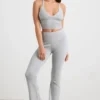 Chunky Knit Foldover Kick Flare-bukser i grå melert