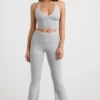 Chunky Knit Foldover Kick Flare-bukser i grå melert