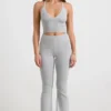 Chunky Knit Foldover Kick Flare-bukser i grå melert