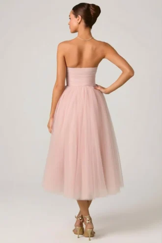 Cindy Tulle Corset Midaxi-kjole i Dusty Rose