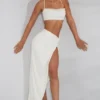 Como maxi-skjørt med pynt og knute foran i elfenben