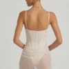 Connie Semi-Sheer Embellished Draped Corset Minikjoler i hvitt
