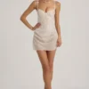 Connie Semi-Sheer Embellished Draped Corset Minikjoler i hvitt