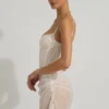 Connie Semi-Sheer Embellished Draped Corset Minikjoler i hvitt
