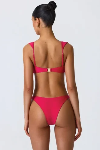 Volute Embellished Cheeky bikinitruser i bringebærrosa
