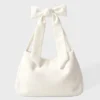 Corduroy Bow Tote Bag i elfenben